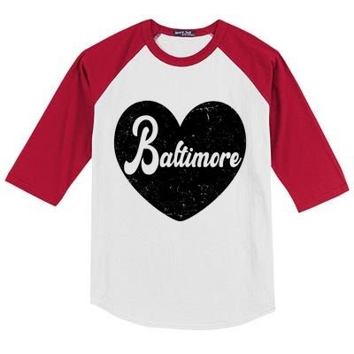 Baltimore Heart Baseball Sports Fan Kids Colorblock Raglan Jersey