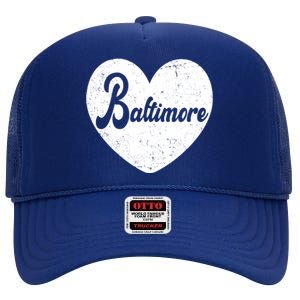 Baltimore Heart Baseball Sports Fan High Crown Mesh Back Trucker Hat