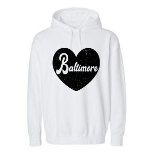 Baltimore Heart Baseball Sports Fan Garment-Dyed Fleece Hoodie