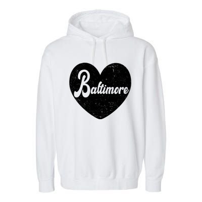 Baltimore Heart Baseball Sports Fan Garment-Dyed Fleece Hoodie