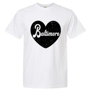 Baltimore Heart Baseball Sports Fan Garment-Dyed Heavyweight T-Shirt