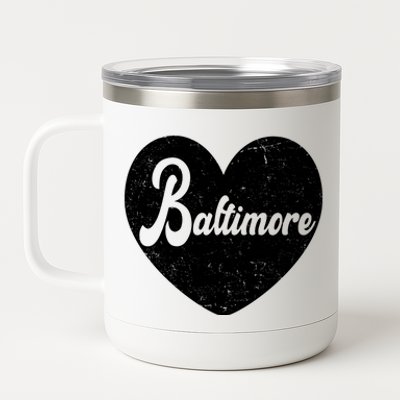 Baltimore Heart Baseball Sports Fan 12 oz Stainless Steel Tumbler Cup