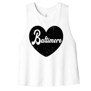 Baltimore Heart Baseball Sports Fan Women's Racerback Cropped Tank