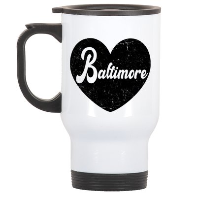 Baltimore Heart Baseball Sports Fan Stainless Steel Travel Mug