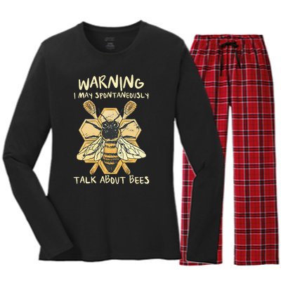 Bee Honeycomb Beekeeper Apiarist Funny Beekeeping Lover Women's Long Sleeve Flannel Pajama Set 