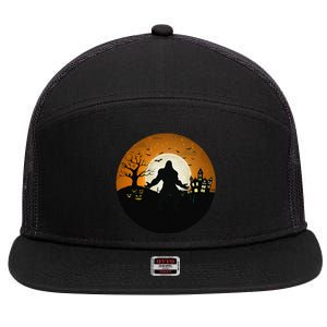 Bigfoot Halloween Bigfoot Night Stroll Bigfoot In Graveyard 7 Panel Mesh Trucker Snapback Hat