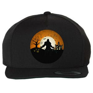 Bigfoot Halloween Bigfoot Night Stroll Bigfoot In Graveyard Wool Snapback Cap