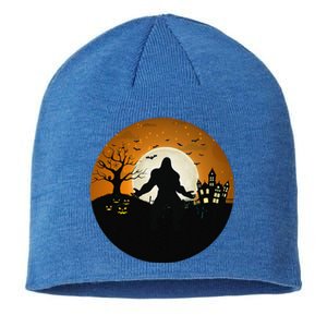 Bigfoot Halloween Bigfoot Night Stroll Bigfoot In Graveyard Sustainable Beanie