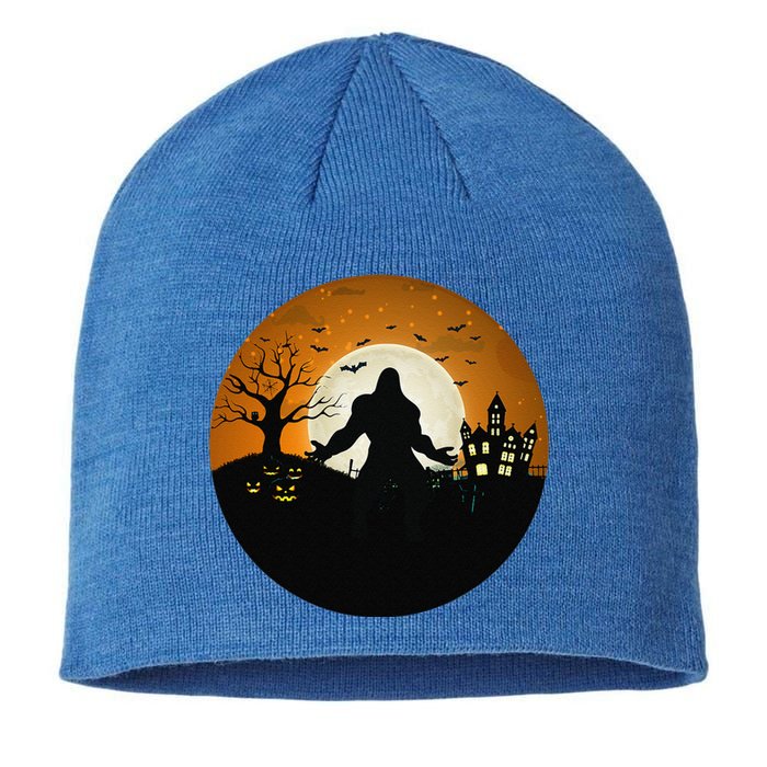 Bigfoot Halloween Bigfoot Night Stroll Bigfoot In Graveyard Sustainable Beanie