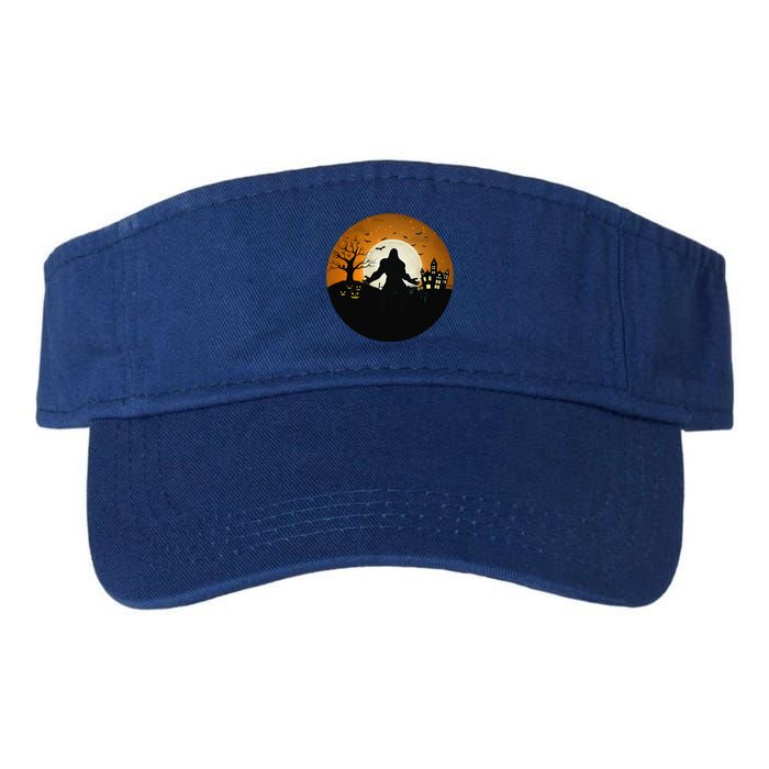 Bigfoot Halloween Bigfoot Night Stroll Bigfoot In Graveyard Valucap Bio-Washed Visor