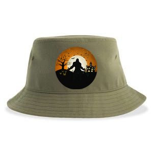 Bigfoot Halloween Bigfoot Night Stroll Bigfoot In Graveyard Sustainable Bucket Hat