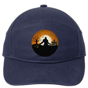 Bigfoot Halloween Bigfoot Night Stroll Bigfoot In Graveyard 7-Panel Snapback Hat