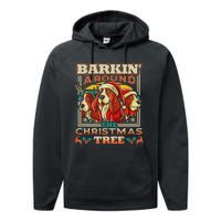 Basset Hound Barkin Around The Christmas Tree Dog Santa Performance Fleece Hoodie