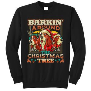 Basset Hound Barkin Around The Christmas Tree Dog Santa Sweatshirt