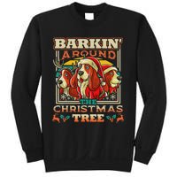 Basset Hound Barkin Around The Christmas Tree Dog Santa Sweatshirt