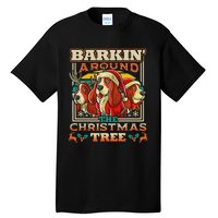 Basset Hound Barkin Around The Christmas Tree Dog Santa Tall T-Shirt