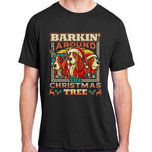 Basset Hound Barkin Around The Christmas Tree Dog Santa Adult ChromaSoft Performance T-Shirt