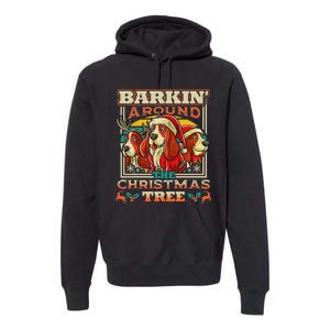 Basset Hound Barkin Around The Christmas Tree Dog Santa Premium Hoodie