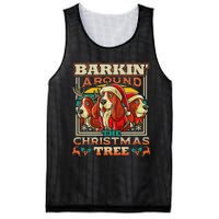 Basset Hound Barkin Around The Christmas Tree Dog Santa Mesh Reversible Basketball Jersey Tank