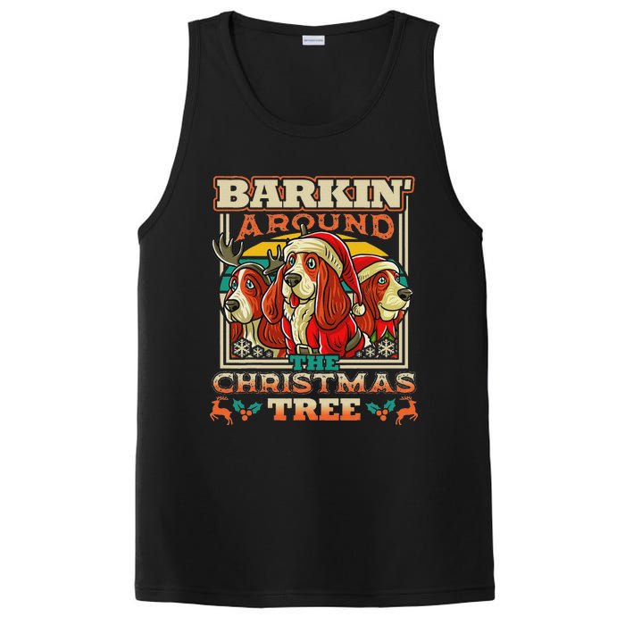 Basset Hound Barkin Around The Christmas Tree Dog Santa PosiCharge Competitor Tank