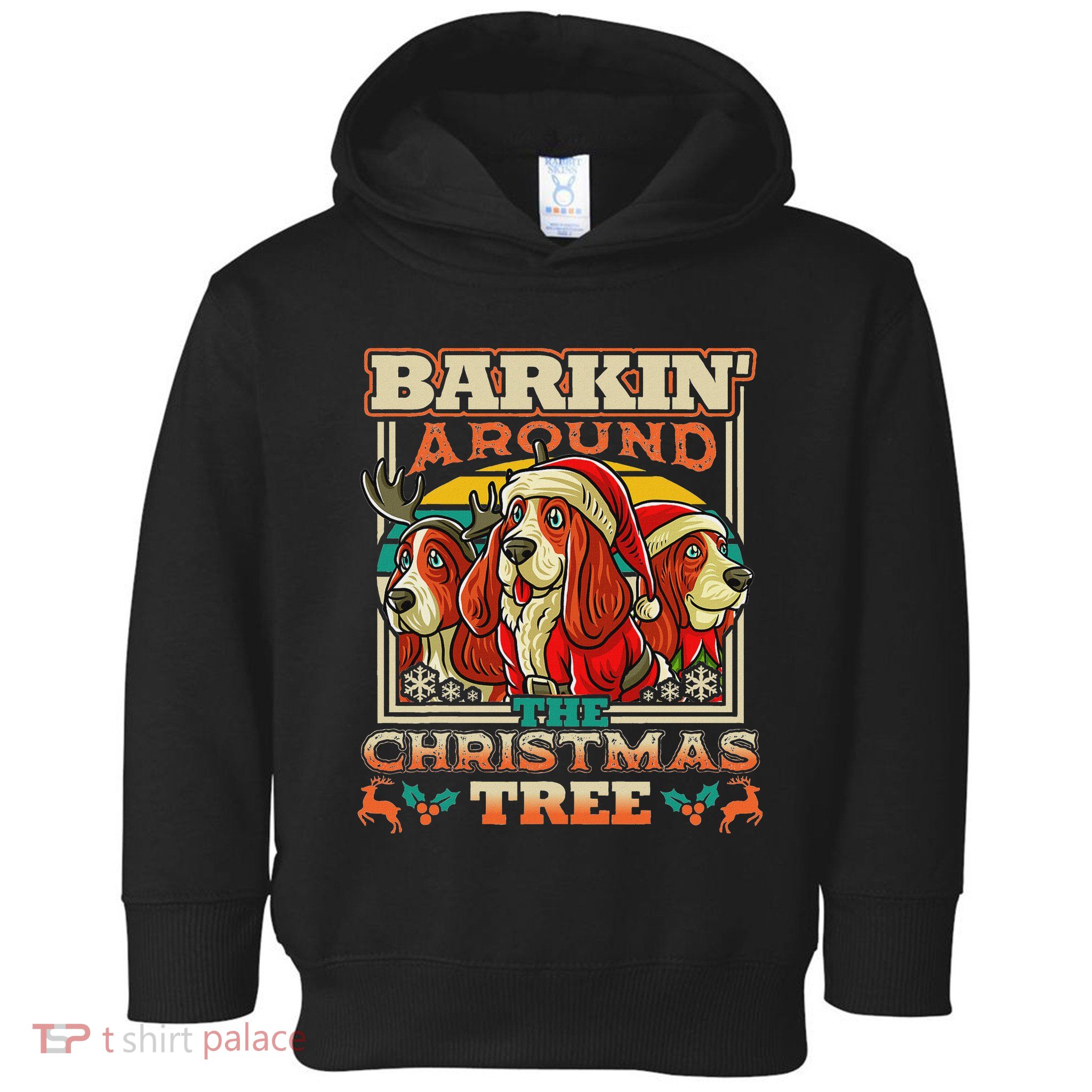 Basset Hound Barkin Around The Christmas Tree Dog Santa Toddler Hoodie