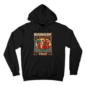 Basset Hound Barkin Around The Christmas Tree Dog Santa Tall Hoodie