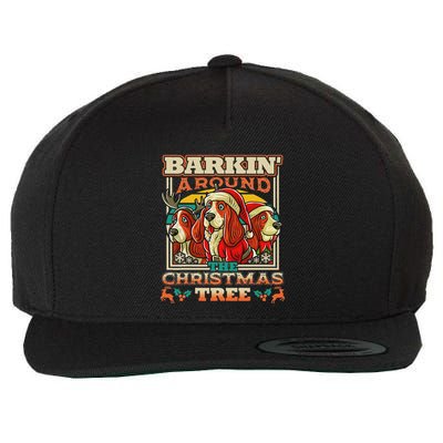 Basset Hound Barkin Around The Christmas Tree Dog Santa Wool Snapback Cap