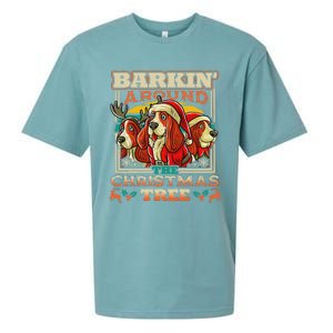 Basset Hound Barkin Around The Christmas Tree Dog Santa Sueded Cloud Jersey T-Shirt