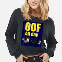Bacon Hair Boy Oof All Day Design For Pc Vr &Amp; Video Gamers Cropped Pullover Crew