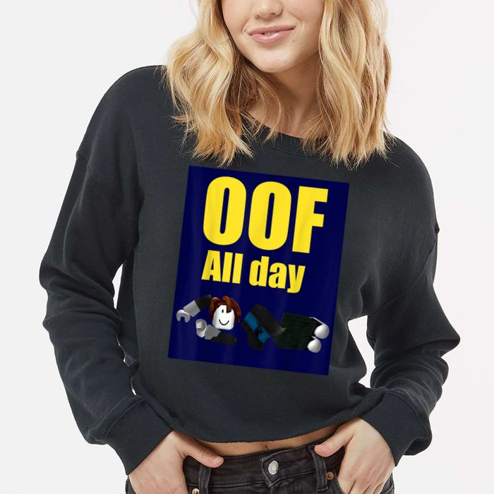 Bacon Hair Boy Oof All Day Design For Pc Vr &Amp; Video Gamers Cropped Pullover Crew