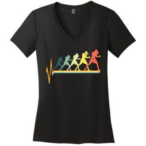 Boxing Heartbeat Boxer Gift Love Women's V-Neck T-Shirt