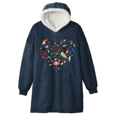 Bird Heart Birding BirdWatching Birder Bird Watcher Hooded Wearable Blanket