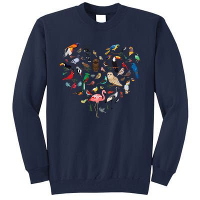 Bird Heart Birding BirdWatching Birder Bird Watcher Tall Sweatshirt