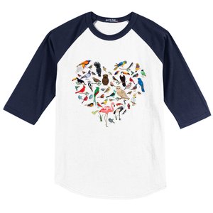 Bird Heart Birding BirdWatching Birder Bird Watcher Baseball Sleeve Shirt