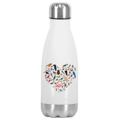 Bird Heart Birding BirdWatching Birder Bird Watcher Stainless Steel Insulated Water Bottle