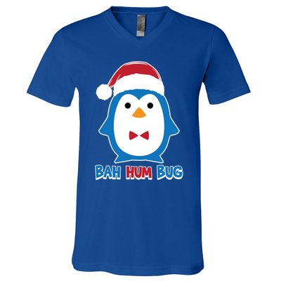 Bah Hum Bug Penguin Santa Hat Anti Xmas Scrooge Humor Gift V-Neck T-Shirt