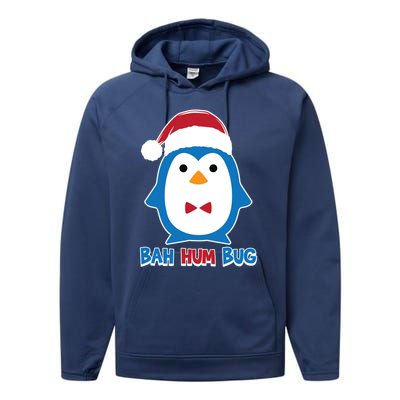 Bah Hum Bug Penguin Santa Hat Anti Xmas Scrooge Humor Gift Performance Fleece Hoodie