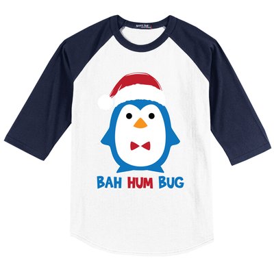 Bah Hum Bug Penguin Santa Hat Anti Xmas Scrooge Humor Gift Baseball Sleeve Shirt