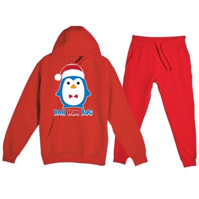 Bah Hum Bug Penguin Santa Hat Anti Xmas Scrooge Humor Gift Premium Hooded Sweatsuit Set