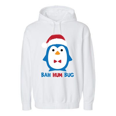 Bah Hum Bug Penguin Santa Hat Anti Xmas Scrooge Humor Gift Garment-Dyed Fleece Hoodie