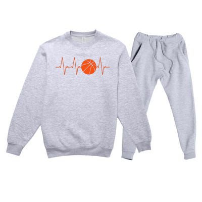 Basketball Heartbeat Bball Gift Premium Crewneck Sweatsuit Set