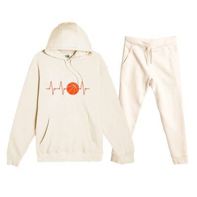 Basketball Heartbeat Bball Gift Premium Hooded Sweatsuit Set