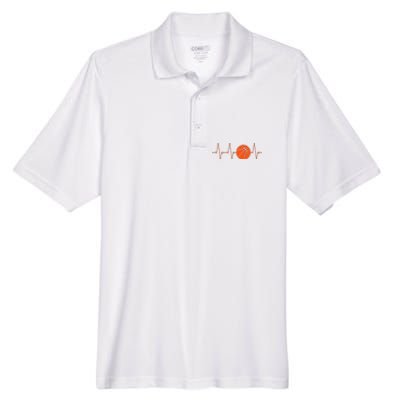 Basketball Heartbeat Bball Gift Men's Origin Performance Pique Polo