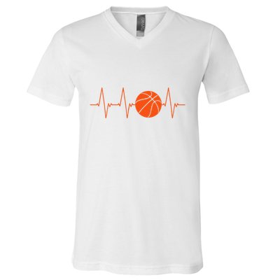 Basketball Heartbeat Bball Gift V-Neck T-Shirt