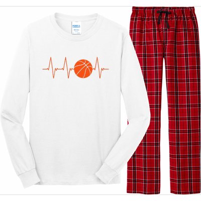 Basketball Heartbeat Bball Gift Long Sleeve Pajama Set