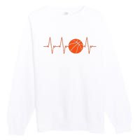 Basketball Heartbeat Bball Gift Premium Crewneck Sweatshirt