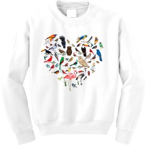 Bird Heart Birding Bird Watching Birder Bird Watcher Kids Sweatshirt