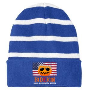 Build Halloween Better Halloween Biden Supporter Cool Gift Striped Beanie with Solid Band