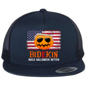 Build Halloween Better Halloween Biden Supporter Cool Gift Flat Bill Trucker Hat