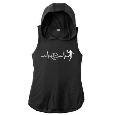 Basketball Heartbeat Basketball lovers player Ladies PosiCharge Tri-Blend Wicking Draft Hoodie Tank